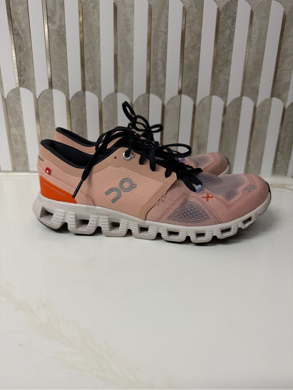 On Running Cloud X Women's Pink and Orange Sneakers